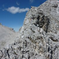 Blick zurück auf eher schlechten Fels | 17.08.2014 | 14:46 Uhr