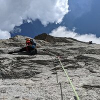 Bruno in der vierten Seillänge der »Kasama« | 02.08.2022 | 15:42 Uhr